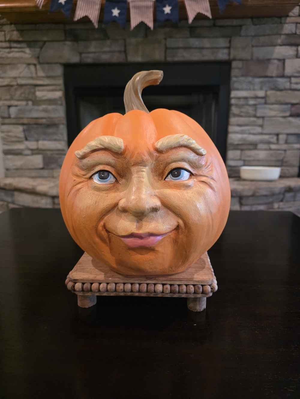 Whimsical Orange Pumpkin Face Holiday Decor - NEW